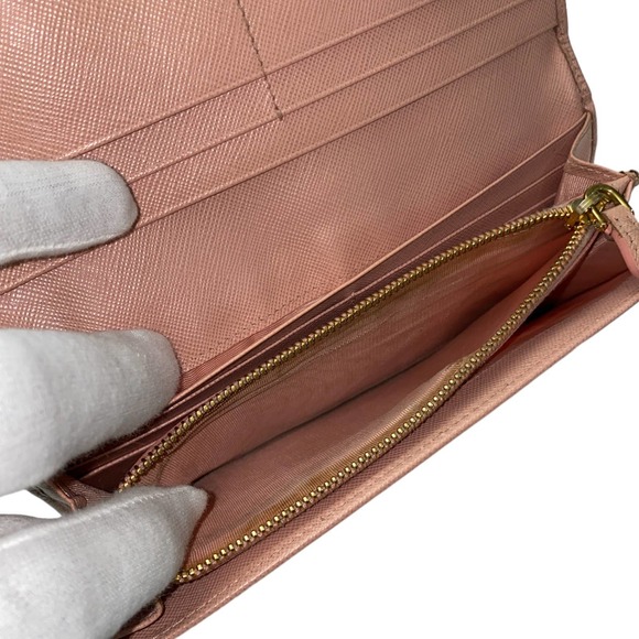 Prada Saffiano Leather Bow Flap Wallet Pink - Picture 11 of 12
